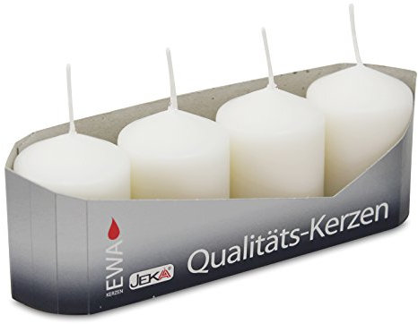 Ebersbacher Kerzen 12er Pack Stumpenkerzen weiß, ca. 40 x 60 mm (12 x 4 Stück) Kerze Kaminkerze Laternenkerze Dekoration