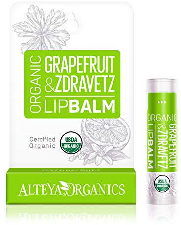 Alteya Bio Lippenbalsam Grapefruit und Storchschnabel 4.5g – USDA Organic-zertifiziert Rein Natürlich – Lippenpflege auf der Basis sorgfältig selektierter Auswahl an Pflanzenölen und-buttern