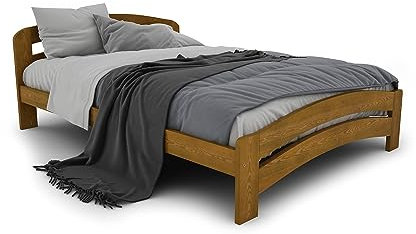 Nodax New Double Bed Frames – Solid Pine Wooden Bed Frame for Adults, F10 Easy Assemble Bed with Sturdy Slats & Extra Four Supportive Legs, Comfortable Bedroom Furniture | 135 x 190 cm (Oak)