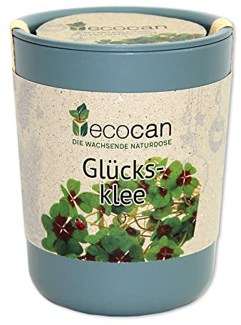 Feel Green Ecocan, Glücksklee, Nachhaltige Geschenkidee (100% Eco Friendly), Grow Your Own/Anzuchtset, Die Wachsende Ökodose, Made in Austria