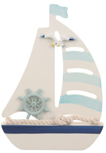 SUPVOX Wooden Sail Boat Ornament Coastal Room Decor and Nautical Decor | for Home Bedroom Office Desktop Tv Cabinet Beach Themed Party Decorations Photo Props 12 X 3 X 17Cm