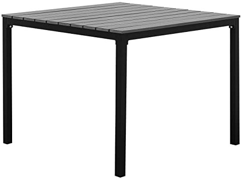 Beliani Gartentisch für 4 Personen 95 x 95 cm Aluminium schwarz Kunstholz grau Prato