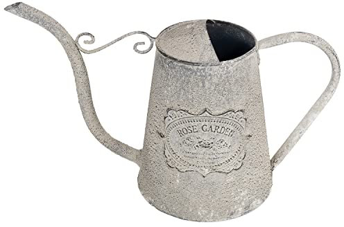 Moritz Retro - Jarra de zinc antigua como decoración para interior y exterior para plantas y flores con adornos
