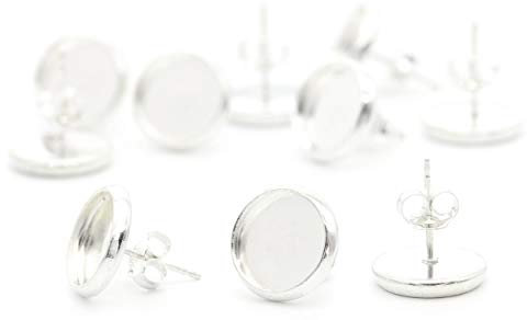 NaturSchatulle Ohrstecker mit Fassung 8-14mm Rohlinge 25 Paar Sterling Silber Butterfly Verschluss I Ohrringe Basteln DIY Schmuckherstellung (12mm)