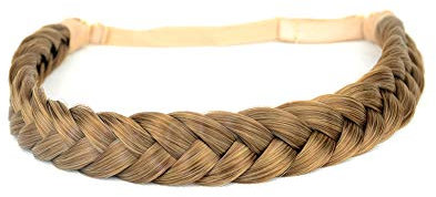 BOBIYA 2 Stränge Kunsthaar Geflochtenes Stirnband Klassisches Chunky Geflochtenes Stirnband Elastisches Stretch-Haarteil für Frauen Mädchen (schmutzige blonde)