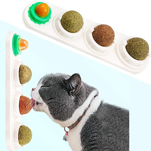STARROAD-TIM Boules à Herbe à Chat pour Chats, Jouet Herbe a Chat Boules à Lécher Comestibles et Autocollantes, Naturel et Sain (Blanc)