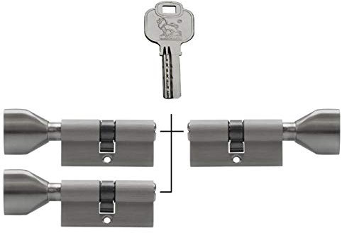 3x Knaufzylinder 70 mm 35/35 mm KSN gleichschliessend +10 Schlüssel (mit Not- und Gefahrenfunktion)