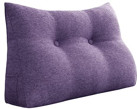 VERCART Keilkissen Bett Großes Rückenkissen Bett Kopfteil Bequemes Lesekissen für Bett und Sofa 2 in 1 Rückenlehne und Kopfkissen Couchkissen Langes XXL Lendenkissen Leinen 80cm Grauviolett