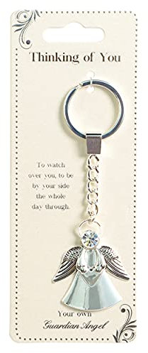 Guardian Angel 62777 Porte-clés « Thinking of You » avec carte à message personnalisée, cadeau religieux pour anniversaire, Noël, remise de diplôme, Thanksgiving, argent