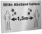 Jung Edelstahl Design® Türschild mit Motiv Corona Bitte Abstand halten 12x8 cm