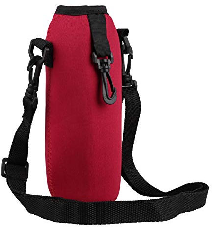 iiniim Wasserflasche Neopren Beutel Flaschen Thermo-Hülle Taschen Isolierte Flaschenhülle mit Träger 1L/750ml/500ml für Glas Sport Trinkflasche Rot 750ml Einheitsgröße