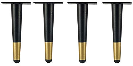 Metall-Möbelbeine, konische Möbelbeine, Sofa-Beine für TV, Schrank, Stuhl, Theke, Möbelbeine für Sofa, Couch, Schrank, Schrankfüße, Ersatz-Pack, 4 Stück (schwarz mit goldfarbenem 10 cm)