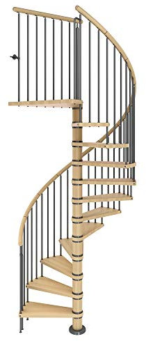 DOLLE Spindeltreppe Winnipeg 13 Stufen / 14 Steigungen inkl. Podest Buche geölt Höhe 292,5-315 cm Außendurchmesser 140 cm inkl. Geländer
