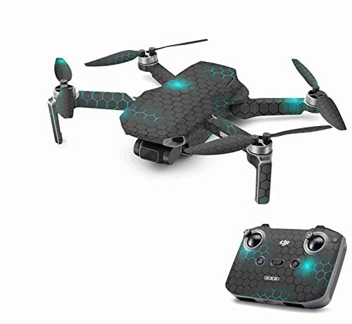 Skins4u Aufkleber Folie kompatibel mit DJI Mavic Mini 2 Drohne Skin Vinyl Skins Schutzfolie Wrap Folierung Sticker Exo small Blue