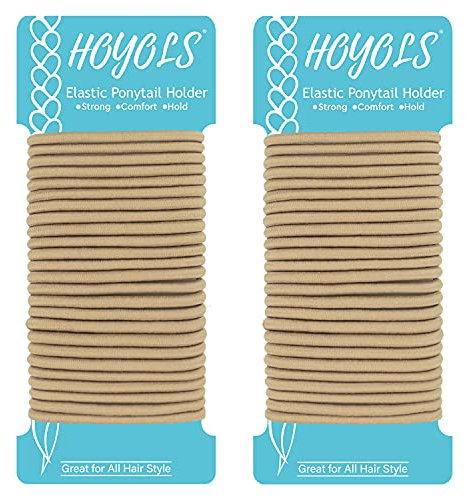 HOYOLS hellblonde Pferdeschwanz Halter, kein Metall elastische Haarbinder, geflochtene B?nder Scrunchies für M?dchen Frauen Medium Haar 50 Z?hlung 4mm