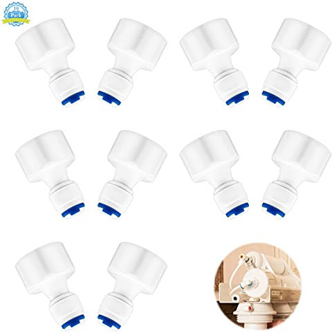 Schnellanschluss 1/4 Schlauch AD auf 1/2 Zoll 10 Stück Wasserfilter Fitting Wasser Schnellkupplung Adapter Wasserzulaufleitung Anschluss für Kühlschrank Side by Side Wasserfilter Umkehrosmose