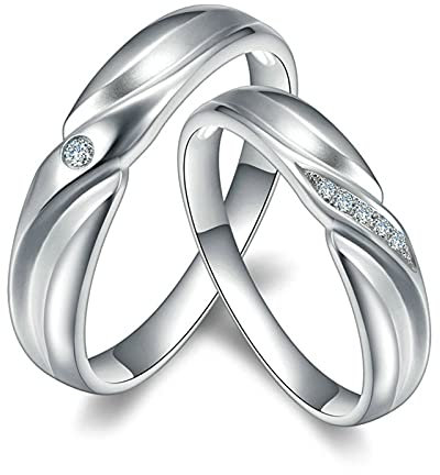 KnSam Damen Ring, Eheringe Für Frauen Damenring Gold Klassische Einfachheit Eleganz 950 Platin Hochzeitringe Für Damen Mit Diamant Silber