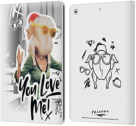 Head Case Designs Licenza Ufficiale Friends TV Show You Love Me Arte Doodle Custodia Portafoglio in Pelle Compatibile con Apple iPad 10.2 2019/2020/2021