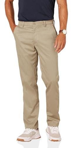 Amazon Essentials Men's Straight-Fit Stretch Golf Trousers, Khaki Brown, 34W / 29L
