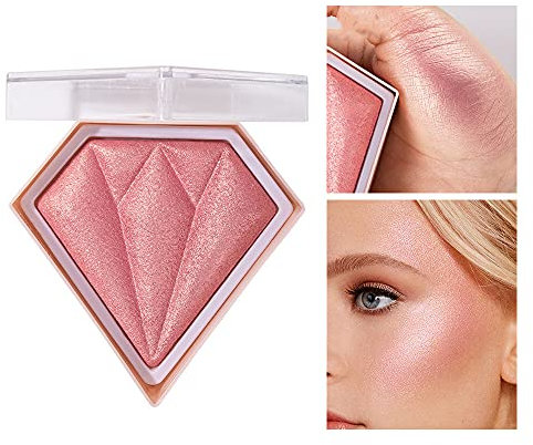 5 Couleur Diamond Highlighter Palette, Mettre en valeur, Trim & Rougir 3 Utilisations Poudre de Lueur, Brillant Bronzer Highlighter, Imperméable Longue Tenue Highlighter (Rose)