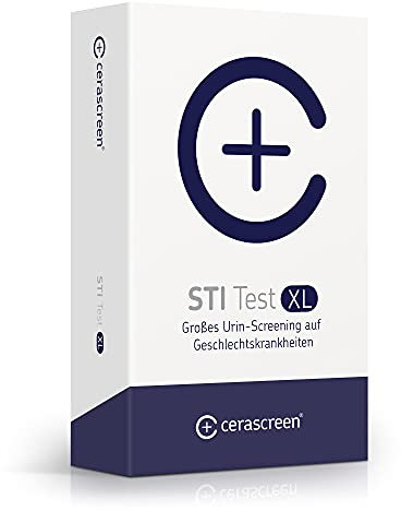 STI Geschlechtskrankheiten Test XL von CERASCREEN – Urintest auf die häufigsten sexuell übertragbaren Infektionen wie Chlamydien, Tripper und Herpes | Testkit für zu Hause | Professionelles Labor