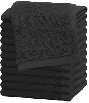 Westlane Linens 100% Cotton Face Cloths Flannels & Washcloths 500 GSM Super Soft Hotel Quality (Charcoal, 12 Pack)