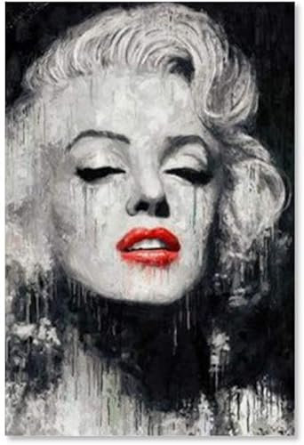 5D Diamant Painting Set FüR Erwachsene Und Kinder Retro-Schwarz-Weiß-Marilyn Monroe 9 DIY Diamond Painting Kristall Strass Diamant Stickerei GemäLde 23.6x35.4(60x90cm) Kein Rahmen