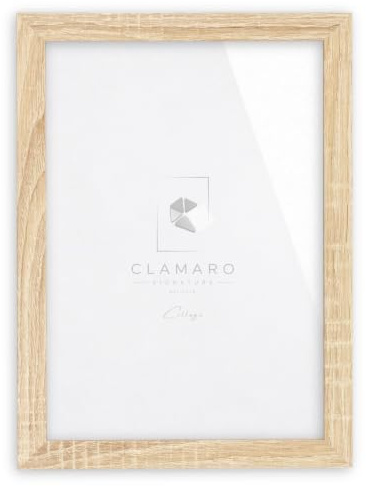 CLAMARO Bilderrahmen Collage, MDF Holz, Eiche Sonoma, 13 x 19 cm, Acrylglas | Handgefertigt in Deutschland, Profilbreite 30 mm, inkl. Rückwand und Zackenaufhänger, für Hoch- und Querformat, eckig