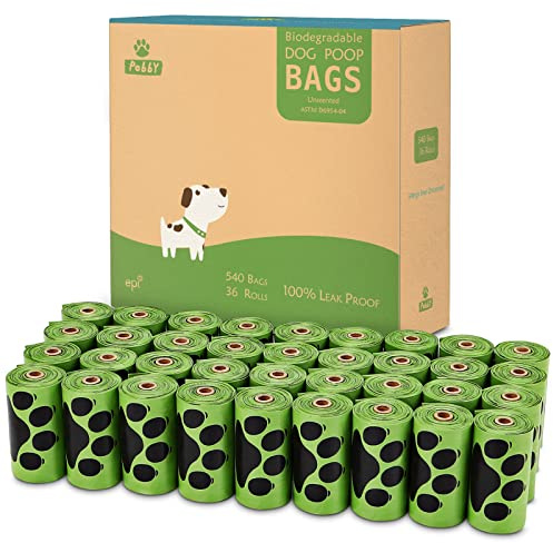 Dog Poop Bags Rolls 540 Count, Unscented Refill Rolls, 9 X 13 Doggie Poop Bags, Dog Waste Bags BY PobbY