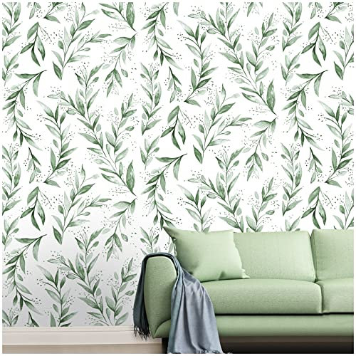 Beautysaid Peel & Stick Wallpaper - Self Adhesive Green Wall Cover for Living Room, Bedroom, Kitchen, Bathroom - Removable - 45 * 300cm