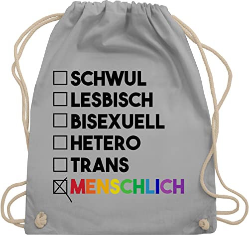 Turnbeutel Rucksack - LGBTQ Kleidung Flag - Menschlich - Deine Wahl - Pride - Regenbogen - schwarz - Unisize - Hellgrau - lgbtq+ beutel lgbt tasche csd bag lesbian stoffbeutel lqbtq bags gay taschen