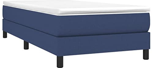 vidaXL Cadre de Lit, Lit Rembourré avec Pieds, Lit Simple avec Sommier à Lattes, Lit Adulte de Chambre à Coucher, Moderne, Bleu 90x200 cm Tissu