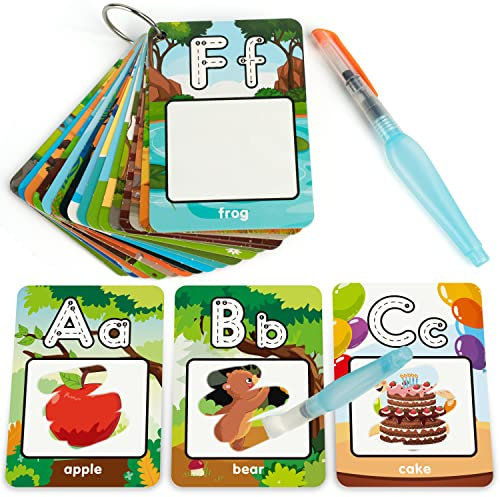 Coogam Alphabet-Wasser-Malkarten, Aqua Painting Doddle Karteikarten, Zeichnung 26 Buchstaben ABC Wörter, pädagogisches Lernspielzeug für 3-5-jährige Kinder