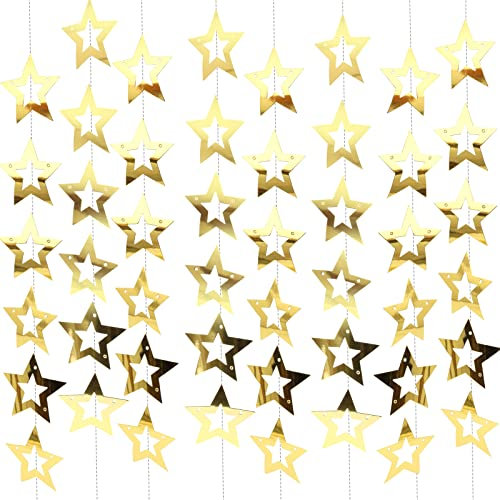 Gold-Stern-Girlande-Set für Party-Dekoration, hängende funkelnde Stern-Schnur für Klassenzimmer, Geburtstag, Hochzeit, Abschluss, Neujahr
