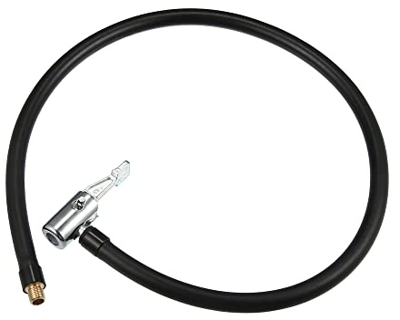 A ABSOPRO Reifen Füllschlauch Verlängerung 60cm Quick Connect M8 x 0.8 | Material: Zinklegierung, Gummi, Farbe: Schwarz, Silberton, Gewinde: M8x0.8, Für Fahrrad, Motorrad, Auto