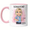 Kiddle-Design Schulkind 2025 Tasse Rosa Personalisiertes Geschenk zum Schulanfang Mädchen Einschulungsgeschenk Erster Schultag Geschenkidee