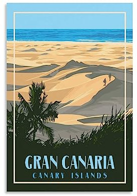 Gran Canaria Kanarische Inseln, Vintage-Reiseposter, Landschaft, 20 x 30 cm, Wandkunstdruck, Leinwand-Kunst-Poster, modernes Familienschlafzimmer-Dekor-Poster
