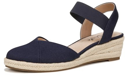 LifeStride Womens Kimmie Wedge Espadrilles Lux Navy 8.5 M