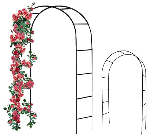 My Garden Metal Garden Arch 2.4M Garden Arbour Arch Florence Trellis Plant Support For Roses Flowers Climbing Plants Archway Indoor Outdoor Wedding Decoration (1, Dark Green)