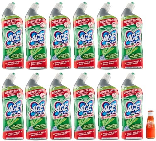 12x ACE Wc Gel Disincrostante,detergente per WC con sistema multigetto,700ml +1x Gingerino Recoaro Aperitivo Italiano 10cl IN OMAGGIO
