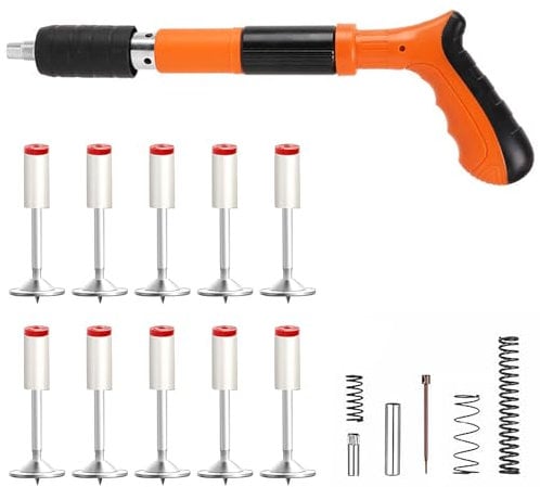Mini Pistola Sparachiodi Manuale,Pistola per Unghie Sparachiodi con 10 Chiodi Tondi,5 Marce Pistola Sparachiodi,Portatile Nail Gun Silenziatore Regolabile Pistola per Pareti/Soffitti/Casa di Cemento
