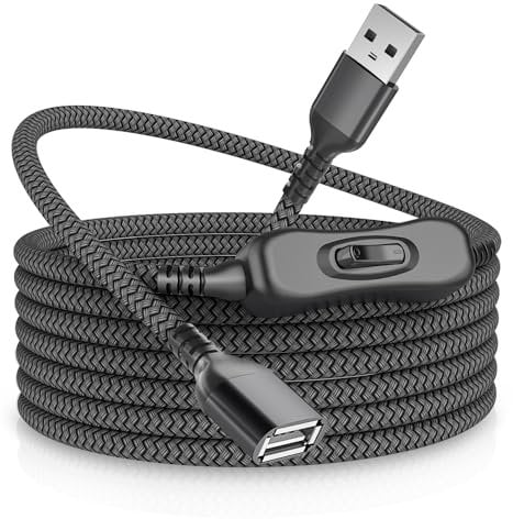 RUXELY USB On Off Switch Cable,USB-A Extension Cable Support Data and Power 1M,Type A Male to Female Charger Cord with Toggle for Fan,LED Lamp,LED Light Strips,Driving Recorder