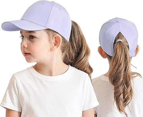 HERUAI Kinder Baseballkappe mit Pferdeschwanz für Mädchen Jungen Golf Visor Hut Basecap Sonnenblende Hut UV-Schutz Schirmmütze Sommermütze Junior Sommerhut Tennis Kappe Sonnenhut Visier UPF 50+