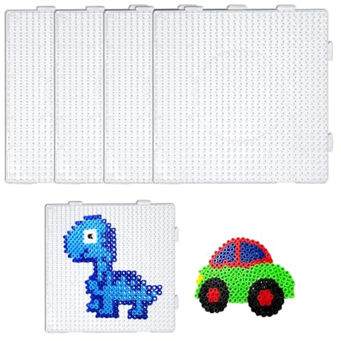 4PCS Hama Fuse Beads Boards, Transparent Plastic Pegboards, 5mm for Children DIY Handmade Products