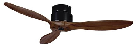EXO lighting ventilador de techo sin luz MISTRAL- ventilador techo 132 cm - ventiladores techo para interiores - ventilador techo dc - ventilador techo madera color nogal negro - Protección IP20