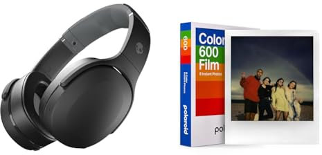 Skullcandy Crusher Evo Over-Ear Wireless Headphones with Sensory Bass, 40 Hr Battery, Microphone, Works with iPhone Android and Bluetooth Devices - Black & Polaroid Color Film for 600