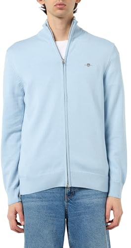 GANT Herren Casual Cotton Zip Cardigan Strickjacke, Fresh Blue, Large
