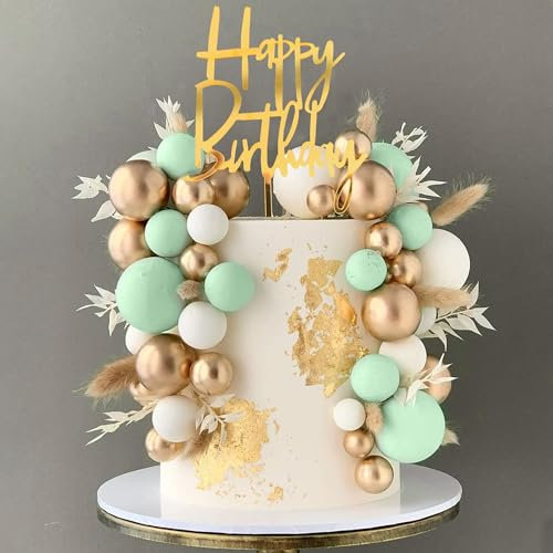 Tortendeko Kugeln, 50 PCS Kuchen Dekoration Kugel, Schaum Ball Kuchen, Mini Ballon Kuchen Topper, Tortendeko Geburtstag, Happy Birthday Cake Topper für Geburtstage, Hochzeiten, Babyparty (Grün)