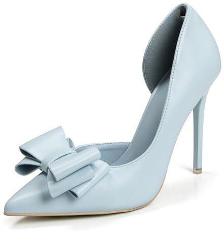 qibusleen Donna Punta Chiusa Stiletto Tacchi Alti con Bowknot Slip On Sexy Dressy Pumps Scarpe per Le Donne Festa di Nozze Ufficio 10.5CM - 40.5