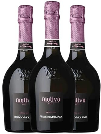 Borgo Molino Motivo Spumante Rosé Extra Dry Extra Trocken Marca Trevigiana 75 cl Rosé Sekt (Karton mit 3 Flaschen von 75 cl)